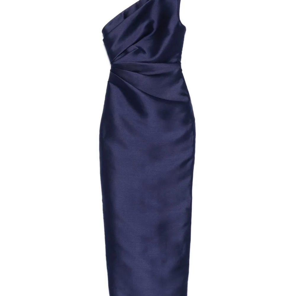 Solace London Kira Navy Blue One-Shoulder Dress